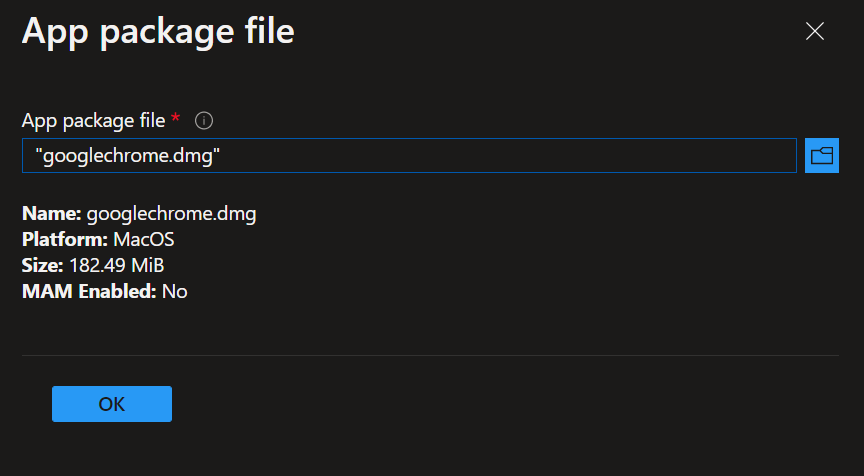 DMG file selected